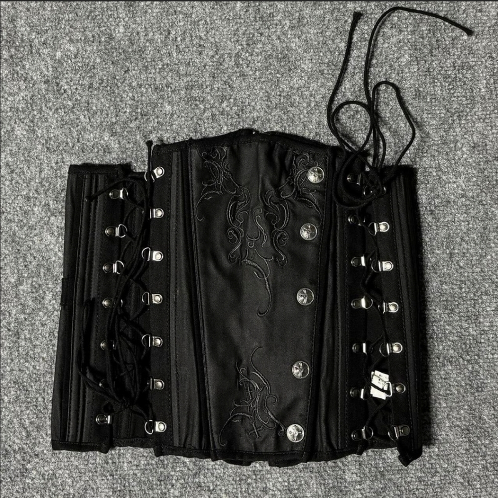 Ozzon Japan Lace-Up Corset with Embroidery